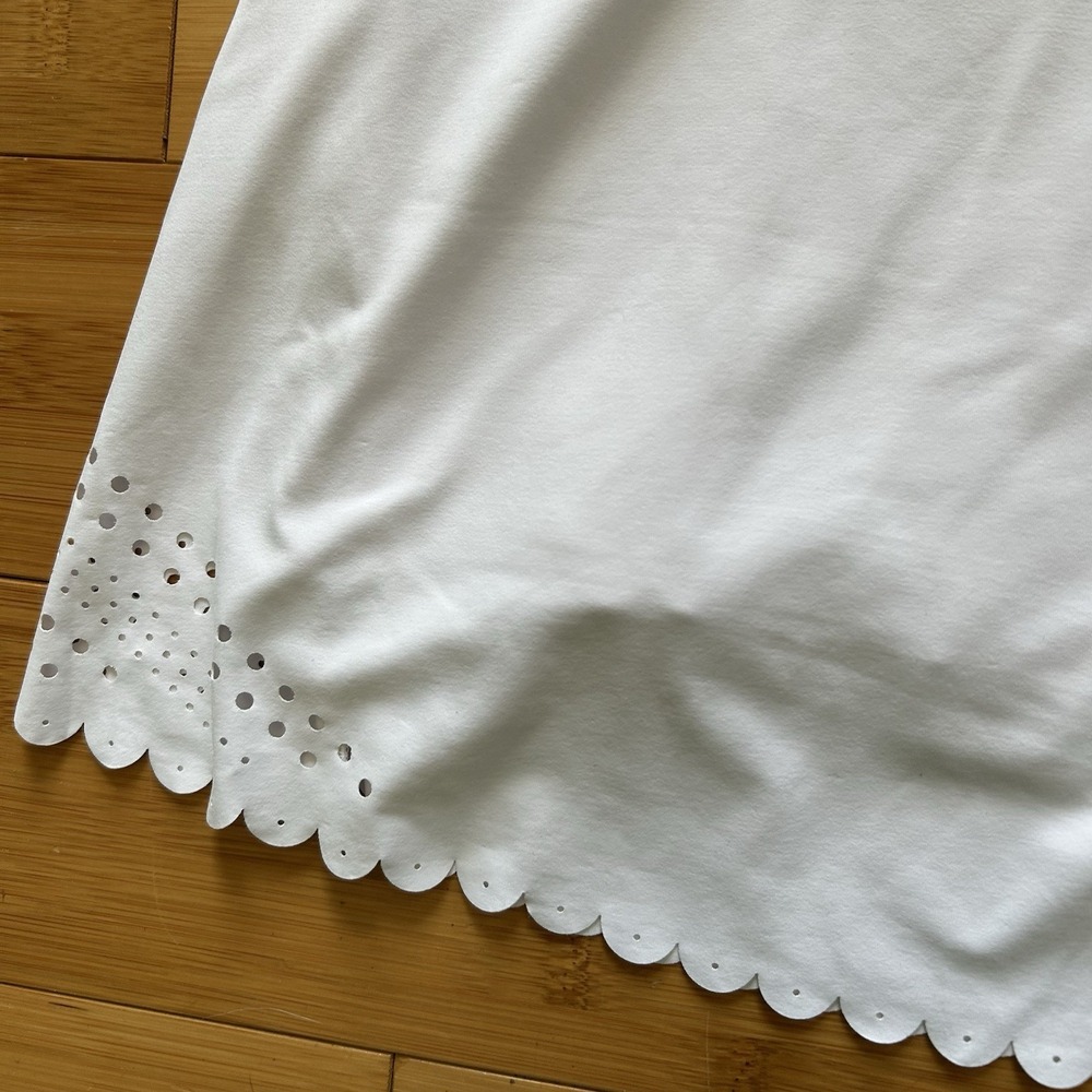 RBX Womens Mini Scalloped Hem Skort White Med Laser Cut Tennis Activewear - Picture 3 of 8